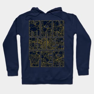 Manchester, England, UK City Map Typography - Gold Art Dec Hoodie